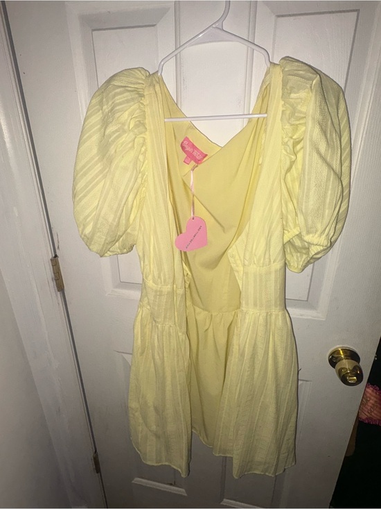 Sugar Thrillz Dresses & Skirts - Sugar Thrillz Pale Yellow Puff Sleeve Mini Dress